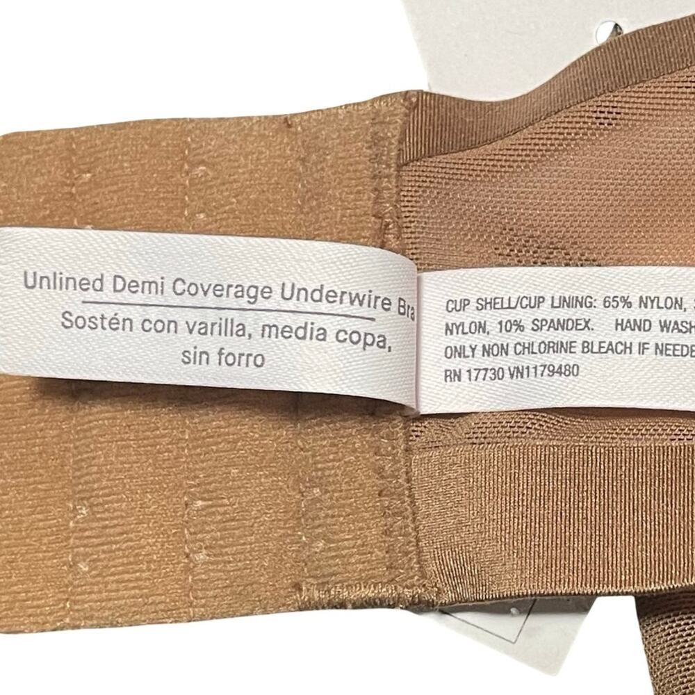 Auden Bra 38DD Unlined Demi Coverage Underwire Bra Sheer Mesh Brown NWT New - Picture 9 of 11